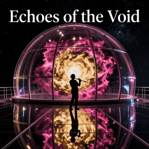 A_lone_oboe_player_standing_on_the_vast,_metallic_observation_deck_of_a_drifting_spaceship,_facing_a_swirling,_iridescent_nebula