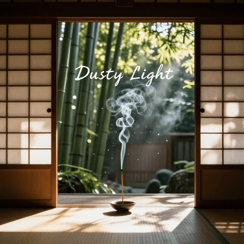 A_quiet_Japanese_tea_room_overlooking_a_bamboo_forest,_afternoon_sunbeams_piercing_through_the_dust