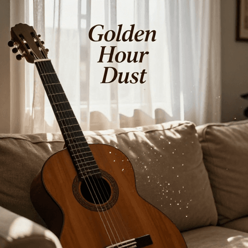 A_sunlit_living_room_with_sheer_curtains,_dust_motes_dancing_in_the_light,_featuring_a_classical_guitar