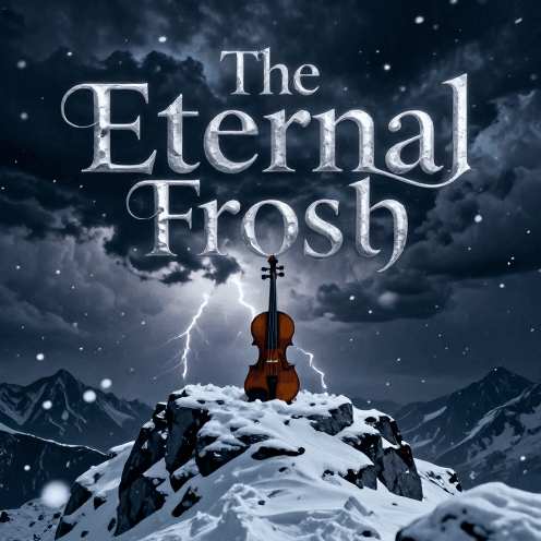 A_solitary_violin_standing_atop_a_frozen_peak_of_a_soaring_snow-capped_mountain_under_a_swirling_storm_of_dramatic_stormy_clouds