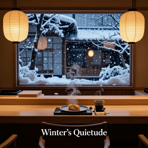 A_high-end_traditional_Japanese_sushi_owner's_room_during_a_snowy_winter_evening
