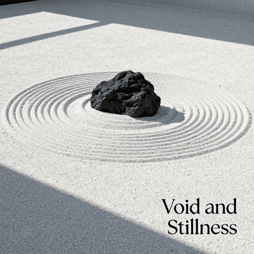 A_minimalist_zen_rock_garden_at_dawn,_with_sharp,_long_shadows_cast_across_perfectly_raked_white_sand