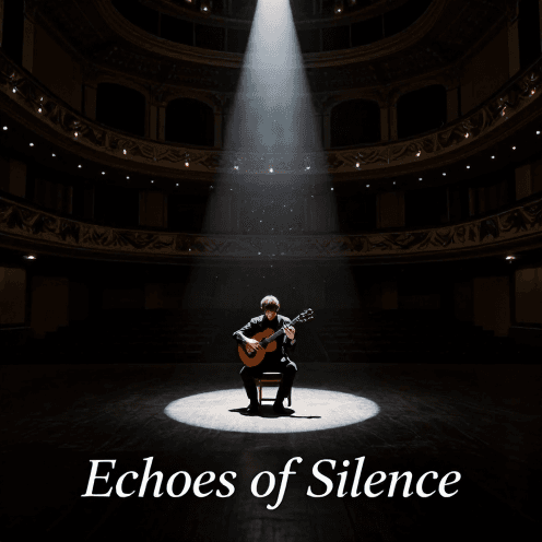 A_single_spotlight_illuminating_a_guitarist_in_a_vast,_empty_grand_concert_hall_with_deep_shadows