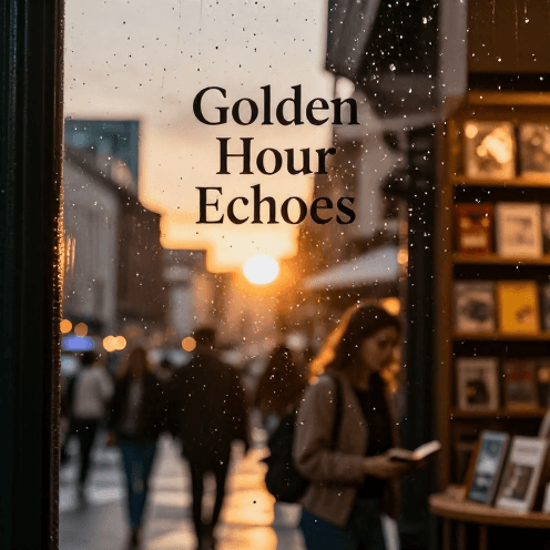 A_rain-streaked_bookstore_window_during_a_golden_hour_sunset