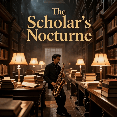 A_lone_saxophonist_playing_in_a_historic_European_library,_bathed_in_the_warm_amber_glow_of_desk_lamps_amidst_towering_shelves_of_leather-bound_books