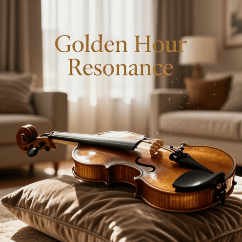 A_lone_violin_playing_in_a_sun-drenched_living_room,_dust_motes_dancing_in_the_golden_light_filtering_through_sheer_curtains