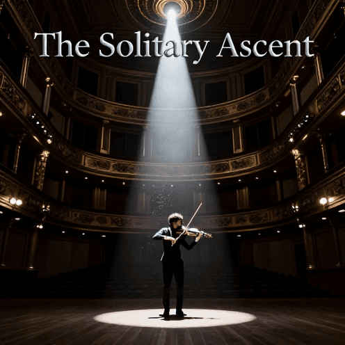 A_single_spotlight_illuminating_a_solo_violinist_in_a_vast,_empty_grand_concert_hall,_surrounded_by_deep_shadows