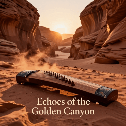 A_solitary_Guzheng_player_performing_at_the_edge_of_a_vast_desert_canyon_during_the_golden_hour