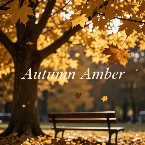 An_autumn_afternoon_in_a_park,_bathed_in_warm_golden_light_with_falling_leaves