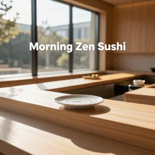 A_high-end_sushi_owner's_counter_at_dawn,_bathed_in_bright_sunny_morning_light