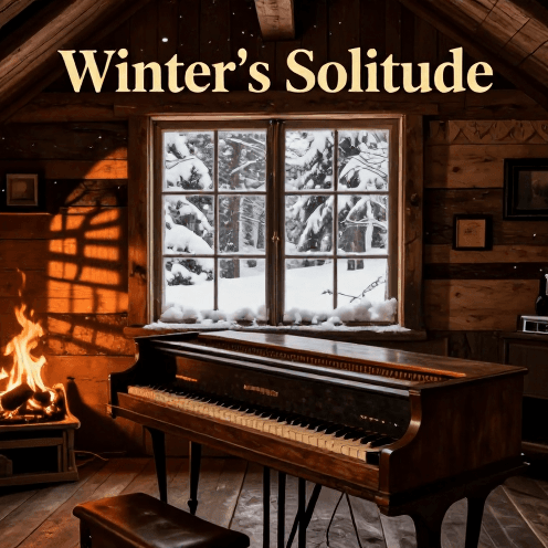 A_lone_harpsichordist_in_a_secluded_cabin_in_the_snowy_woods,_warm_firelight_dancing_on_the_walls