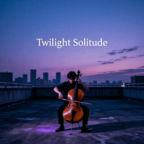 A_solo_cellist_performing_on_a_rooftop_own_at_twilight,_overlooking_a_quiet_city_skyline