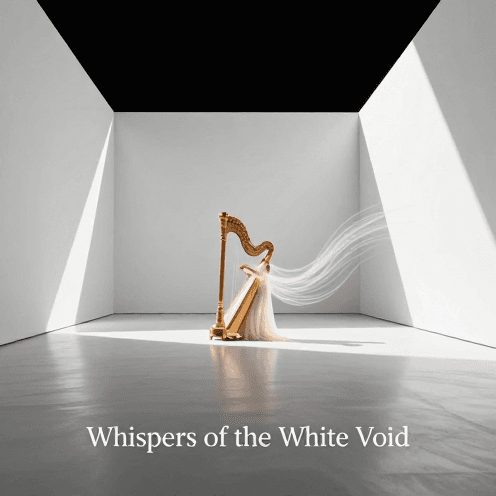 A_lone_harpist_playing_in_a_minimalist_modern_art_gallery_with_stark_shadows_and_clean_white_walls
