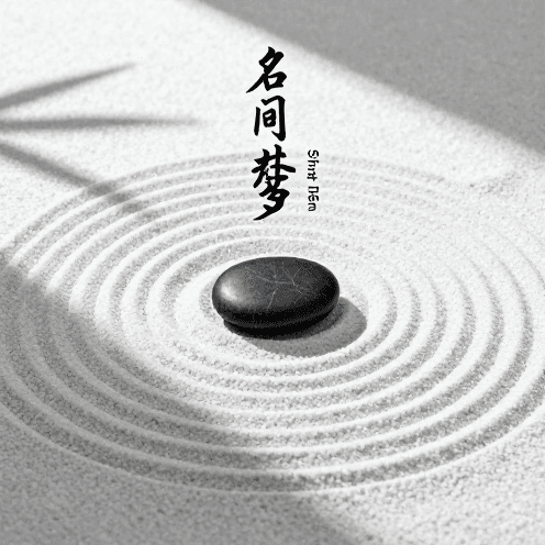 A_stark,_minimalist_zen_rock_garden_at_dawn,_with_sharp_morning_shadows_stretching_across_perfectly_raked_white_sand