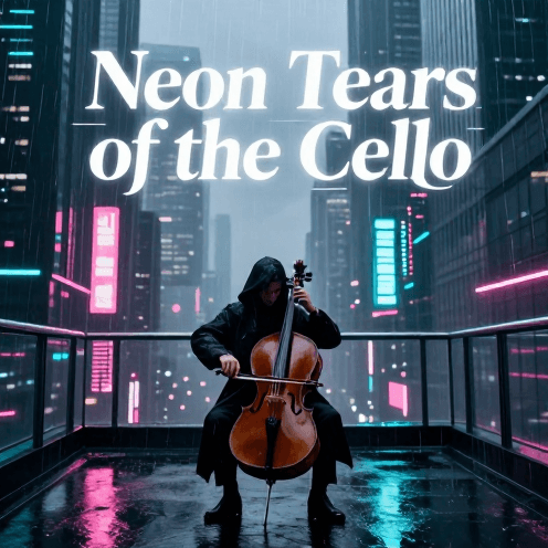 A_solitary_cello_player_on_a_rainy_cyberpunk_city_balcony,_overlooking_a_neon-lit_skyline