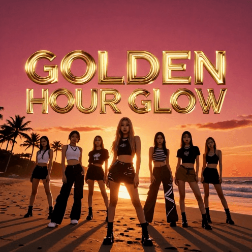A_high-energy_beach_party_stage_set_against_a_breathtaking_golden_hour_sunset,_with_orange_and_magenta_skies_reflecting_on_the_wet_sand_beach
