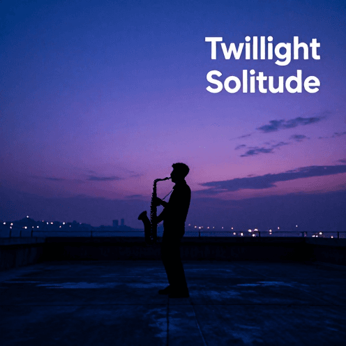 A_lone_saxophonist_on_a_rooftop_at_twilight,_overlooking_a_quiet_city_skyline_under_a_cool_blue_and_purple_sky