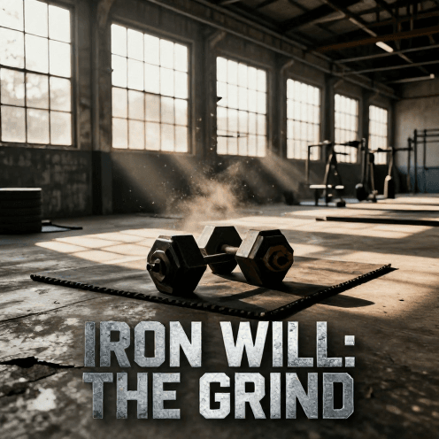 A_desolate_industrial_warehouse_converted_into_a_raw_crossfit_box,_golden_hour_sunlight_piercing_through_high,_dusty_windows_in_sharp,_cinematic_beams