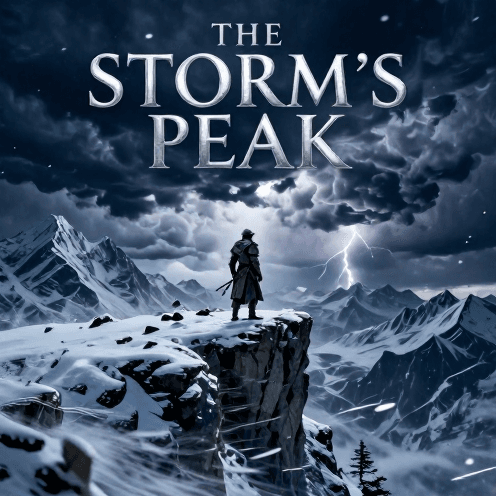 A_solitary_figure_standing_atop_a_jagged,_snow-capped_mountain_peak_during_a_violent_storm