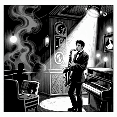 A Monochromatic Manga Panel Of