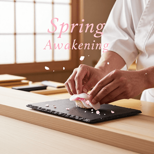 A_high-end_Omakase_counter_during_a_spring_morning,_with_cherry_blossoms_drifting_through_an_open_sliding_door