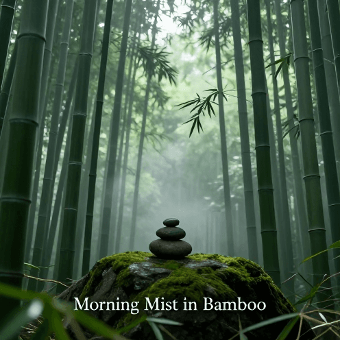A_serene_bamboo_forest_enveloped_in_ethereal_morning_mist,_with_soft_diffused_light_filtering_through_the_canopy