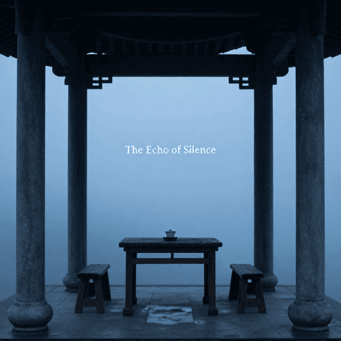 An_abandoned_ancient_tea_house_at_dawn,_shrouded_in_a_cold_blue_mist