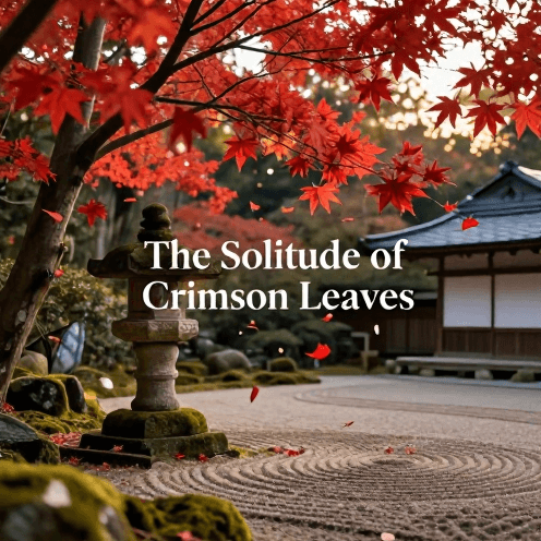A_solo_French_horn_echoing_through_a_serene_Zen_garden_in_autumn,_red_leaves_falling_slowly_in_a_gentle_breeze